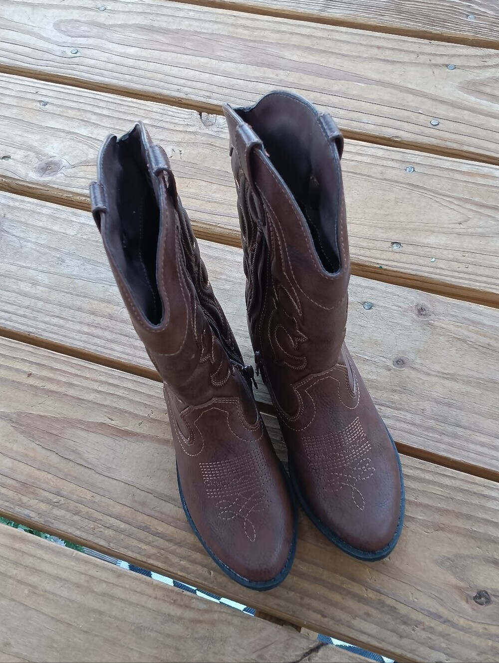 Cat & Jack Brown Embroidered Western Boots